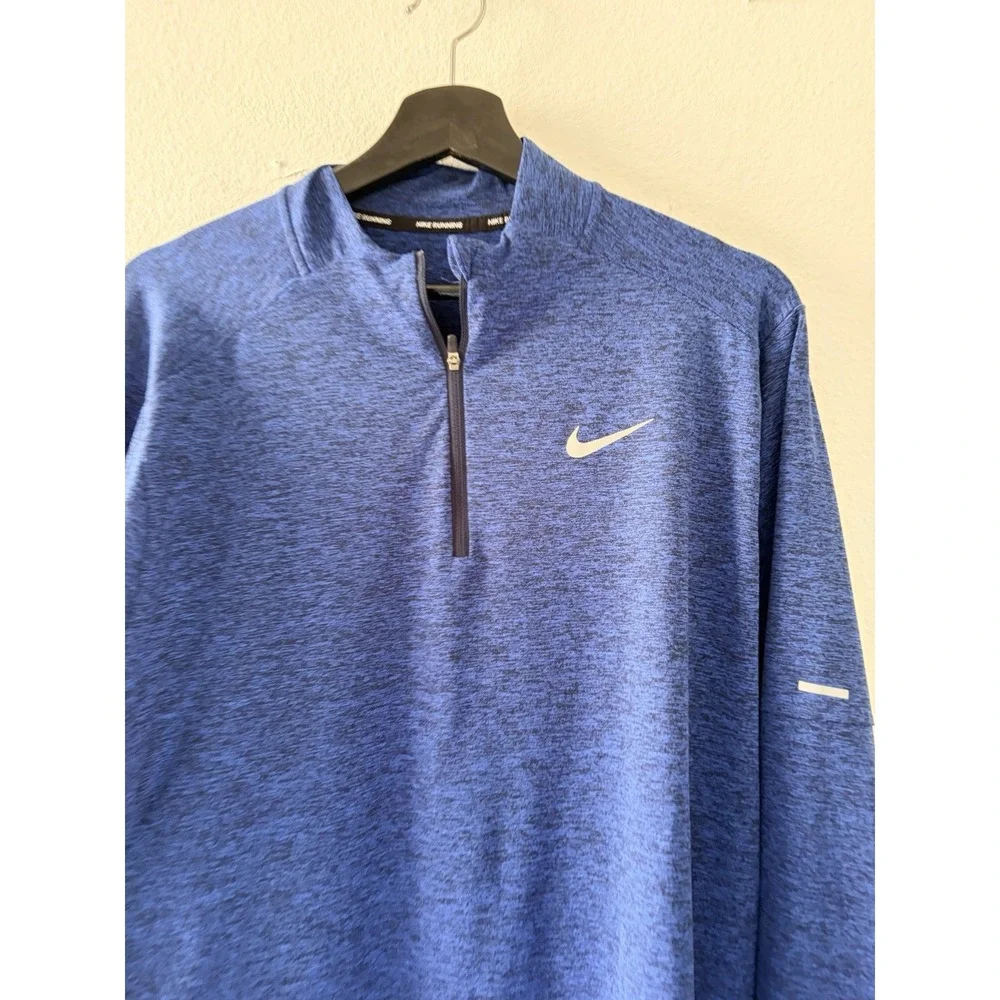 Nike Running Dri-FIT 1/2 Zip Pullover Jacket Blue Space Dye Heather Size Large